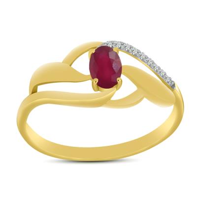 BUY NATURAL GLASS FILLED RUBY GEMSTONE RING IN 14K GOLD